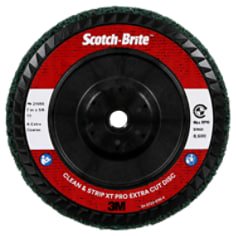 Scotch-Brite Clean and Strip XT Pro Extra Cut Disc, XC-DC, A/O Extra Coarse, Green, 7 in x 5/8 in-11, Type 27, 5 ea/Case (Case of 5) SKU 7100175493