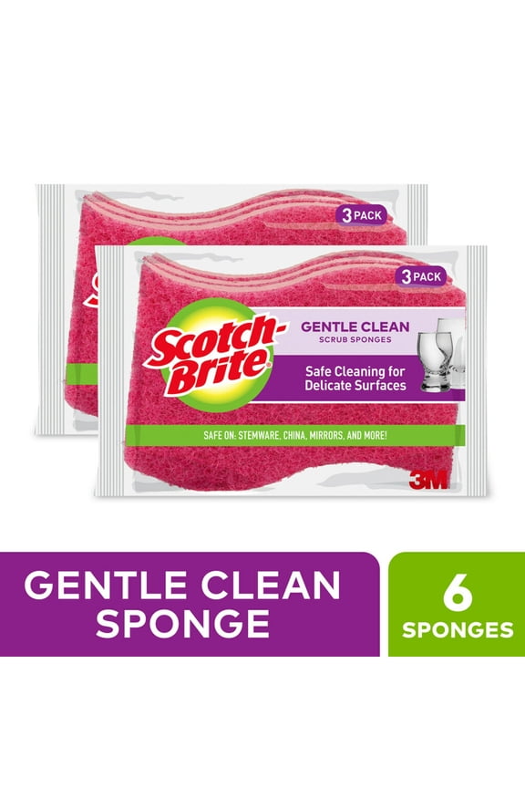 Delicate Care Non-Scratch Scrub Sponge, 6 Count