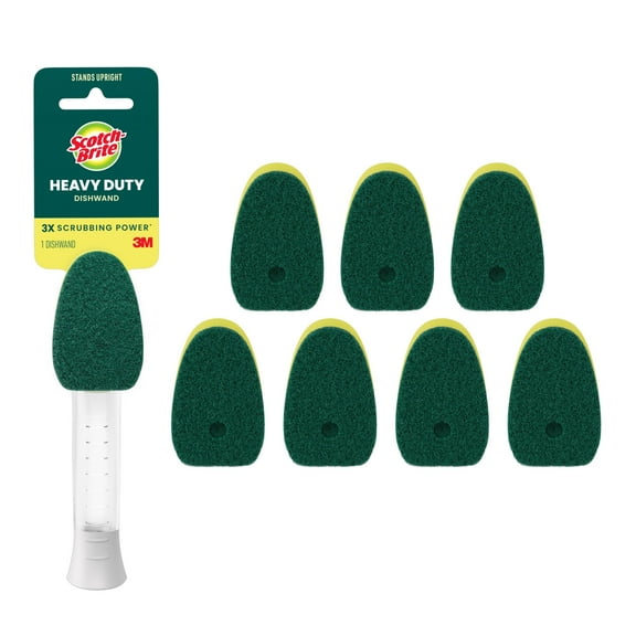 Scotch-Brite Dishwand and Heavy Duty Refills, 1 Dishwand and 7 Refills