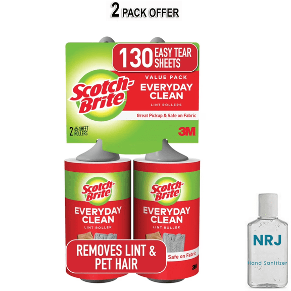Scotch-Brite Everyday Clean Lint Roller, 65 Sheets per Roller
