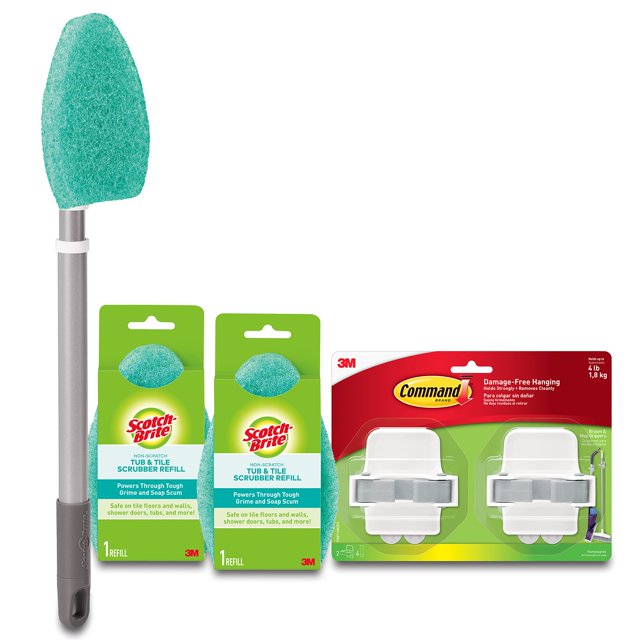 ScotchBrite Extendable Tub & Tile Scrubber Kit, Includes 1 Handle And