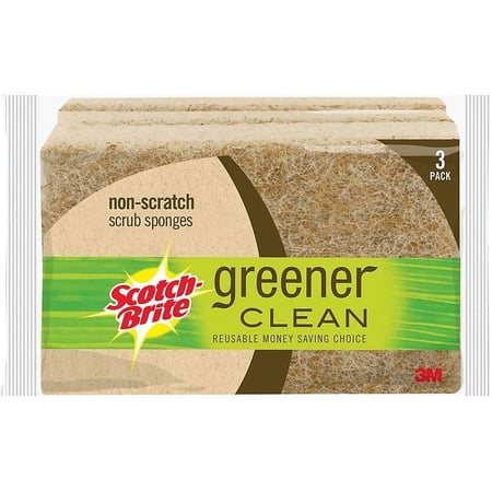 Scotch-Brite Greener Clean Heavy Duty Scrub Sponge, 3 Ct (3 Pack)