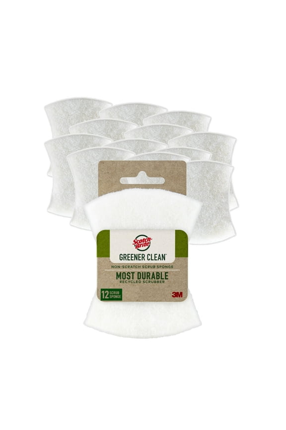Greener Clean Non-Scratch Scrub Sponge, Made with Sustainable Materials, 12 Sponges