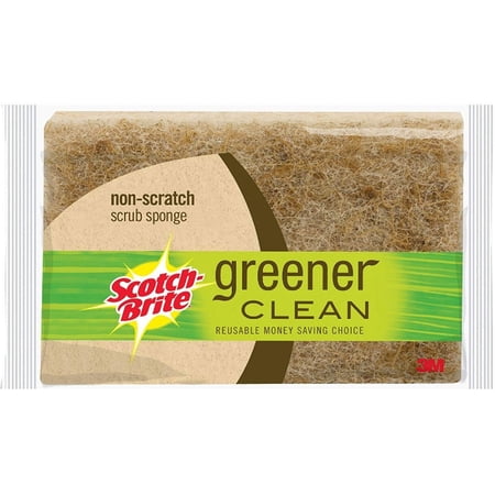 Scotch-Brite Greener Clean Non-Scratch Scrub Sponge, Natural Fiber 3 ea Pack of 6