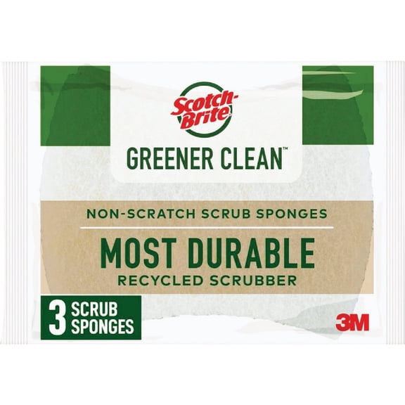 Scotch-Brite Greener Clean Scrub Sponge - Non-Scratch, Recycled Material - 12 Pack