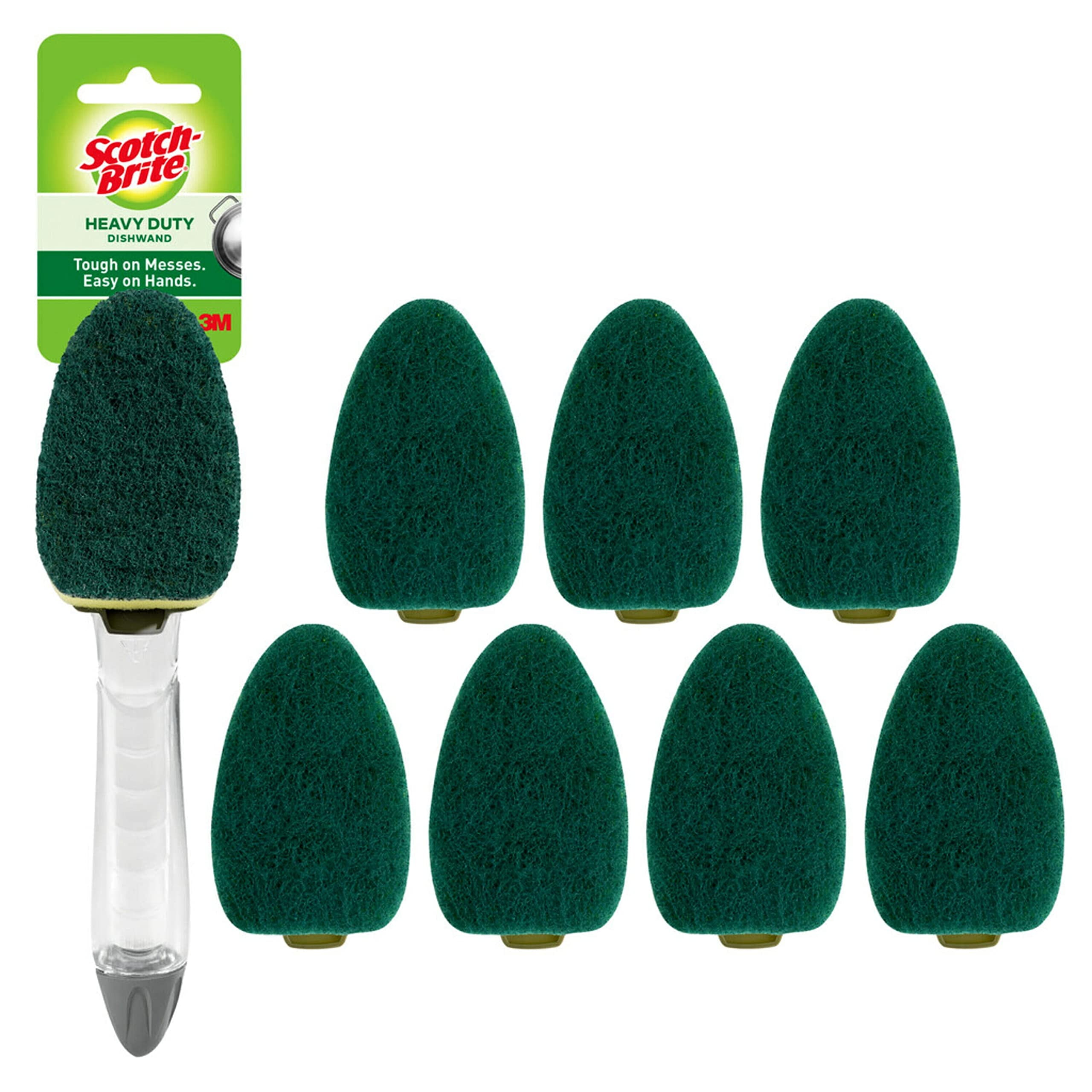 Scotch-Brite Heavy Duty Dishwand Kit, Includes 1 Wand & 7 Refill Pads, Keep Hands Out Of The Mess
