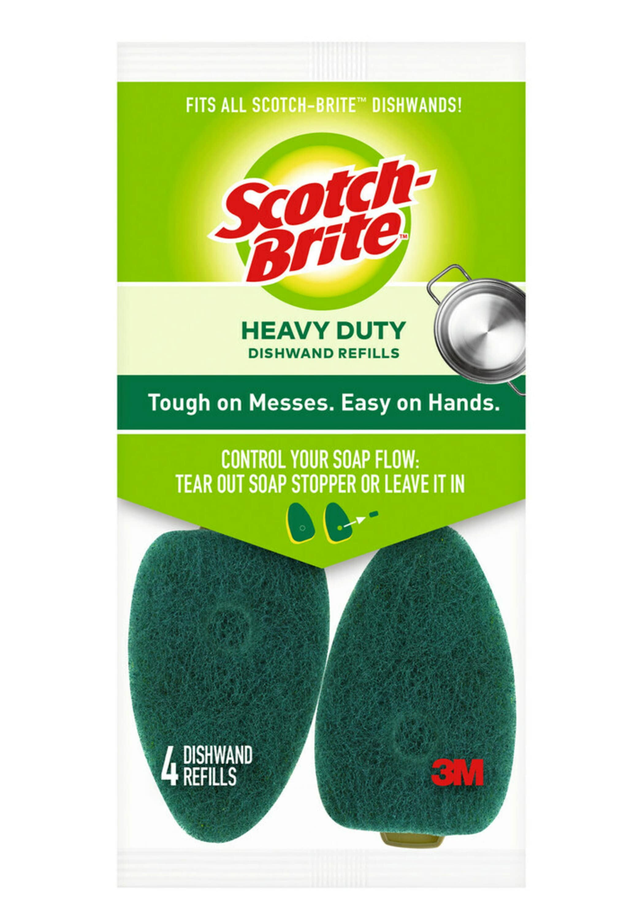 Scotch-Brite Heavy Duty Dishwand Sponge Refills, 4 Pack