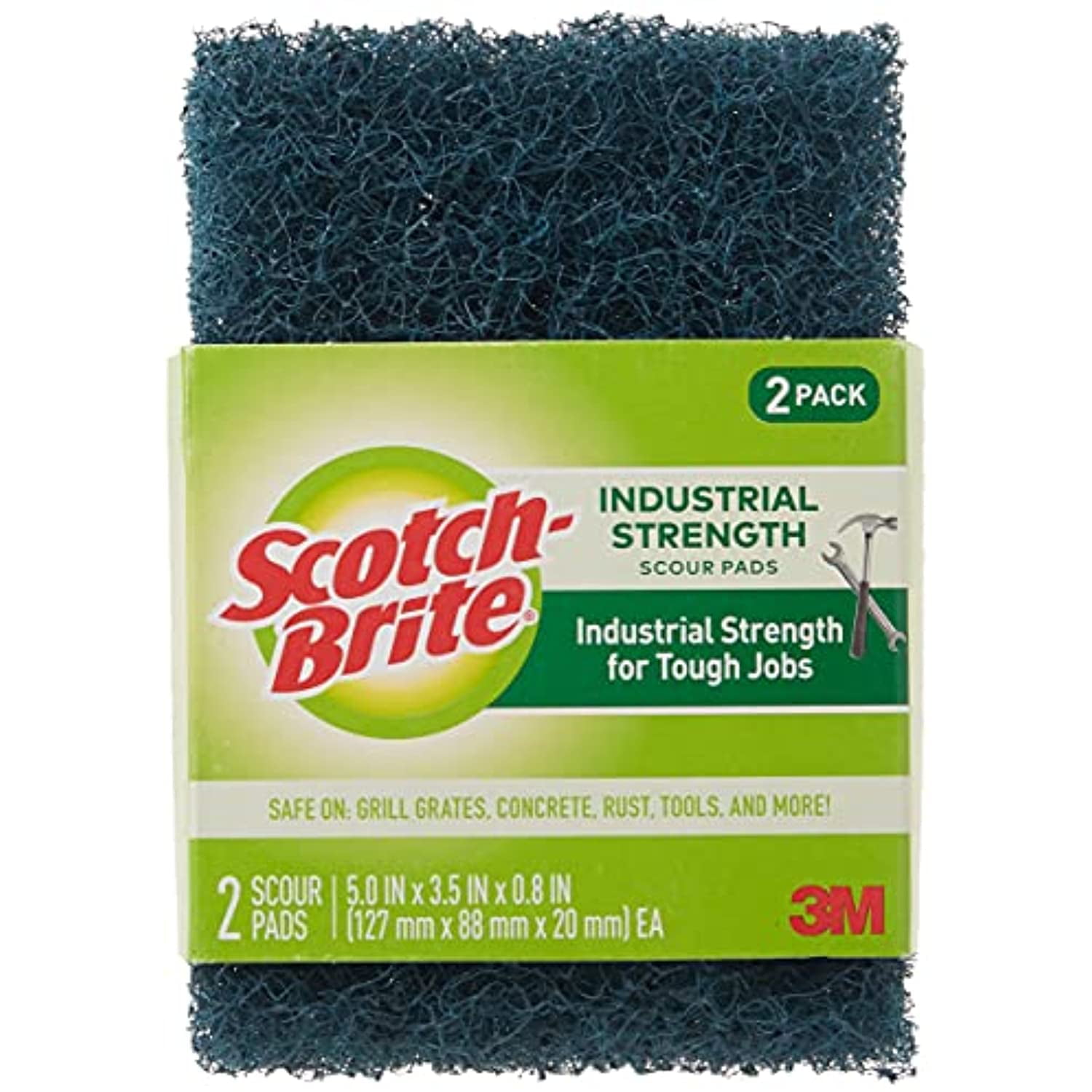 ScotchBrite Heavy Duty Industrial Strength Scour Pad, 2 Scour Pads