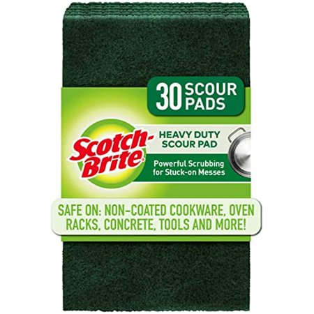Scotch-Brite Heavy Duty Kitchen Household Scour Pads, Bamboo, 30 Count