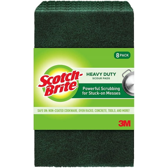 Scotch-Brite Heavy Duty Scour Pads, Great For The Kitchen, Garage and Outdoors, 8 Pads
