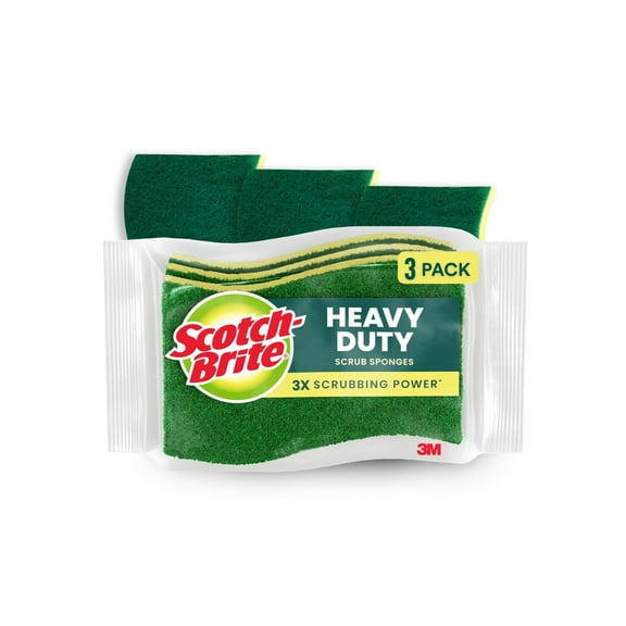 Scotch-Brite Heavy Duty Scrub Sponge, 3 Scrubbing Sponges