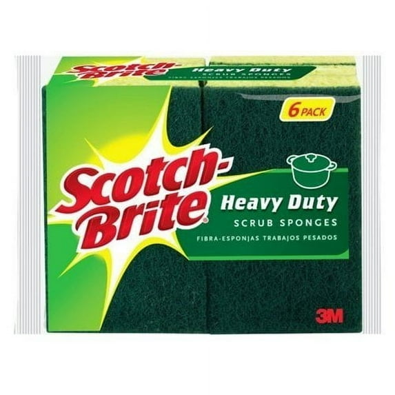 3M Scotch-Brite Heavy Duty Scrub Sponge - Heavy Duty Sponge Scrubber - 6 Count, Green