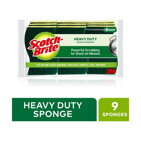 Scotch-Brite Heavy Duty Scrub Sponge, 9 Sponges Total (Pack of 2)