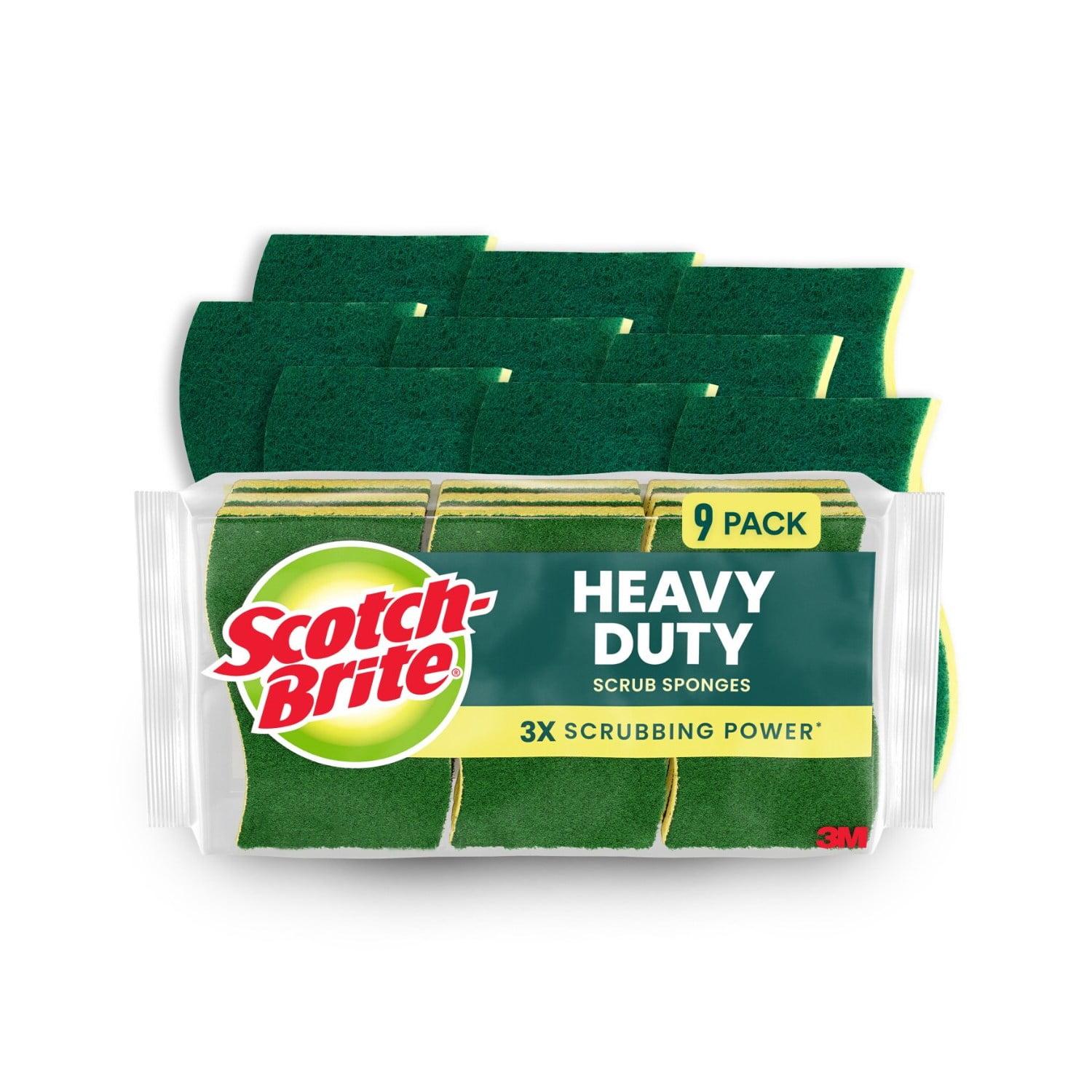 Scotch-Brite Heavy Duty Scrub Sponge, 9 Scrubbing Sponges