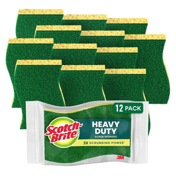 Scotch-Brite Heavy Duty Cleaning Scrub Sponge, 12 Dish Sponges