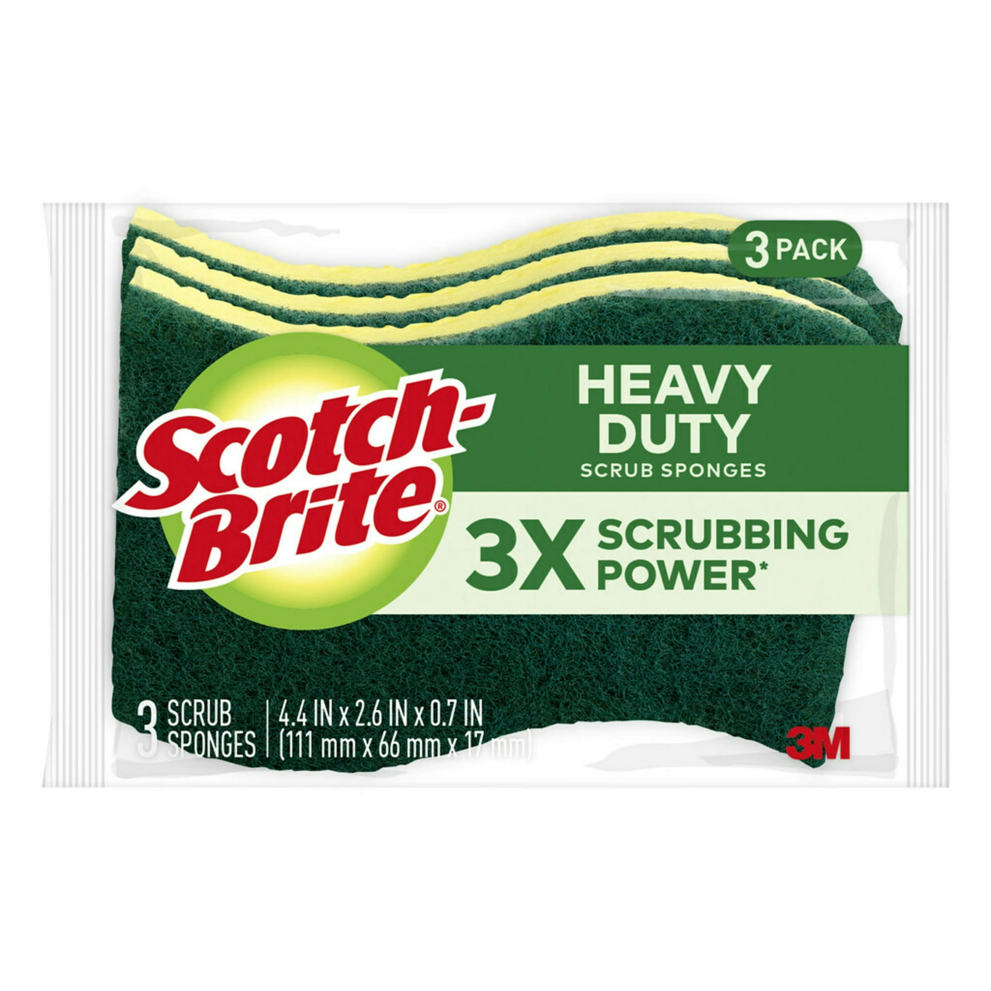 Scotch-Brite Heavy Duty Scrub Sponges, 3 Scrubbing Sponges