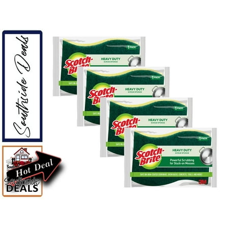 Scotch-Brite Heavy Duty Scrub Sponges, 4 Scrubbing Sponges