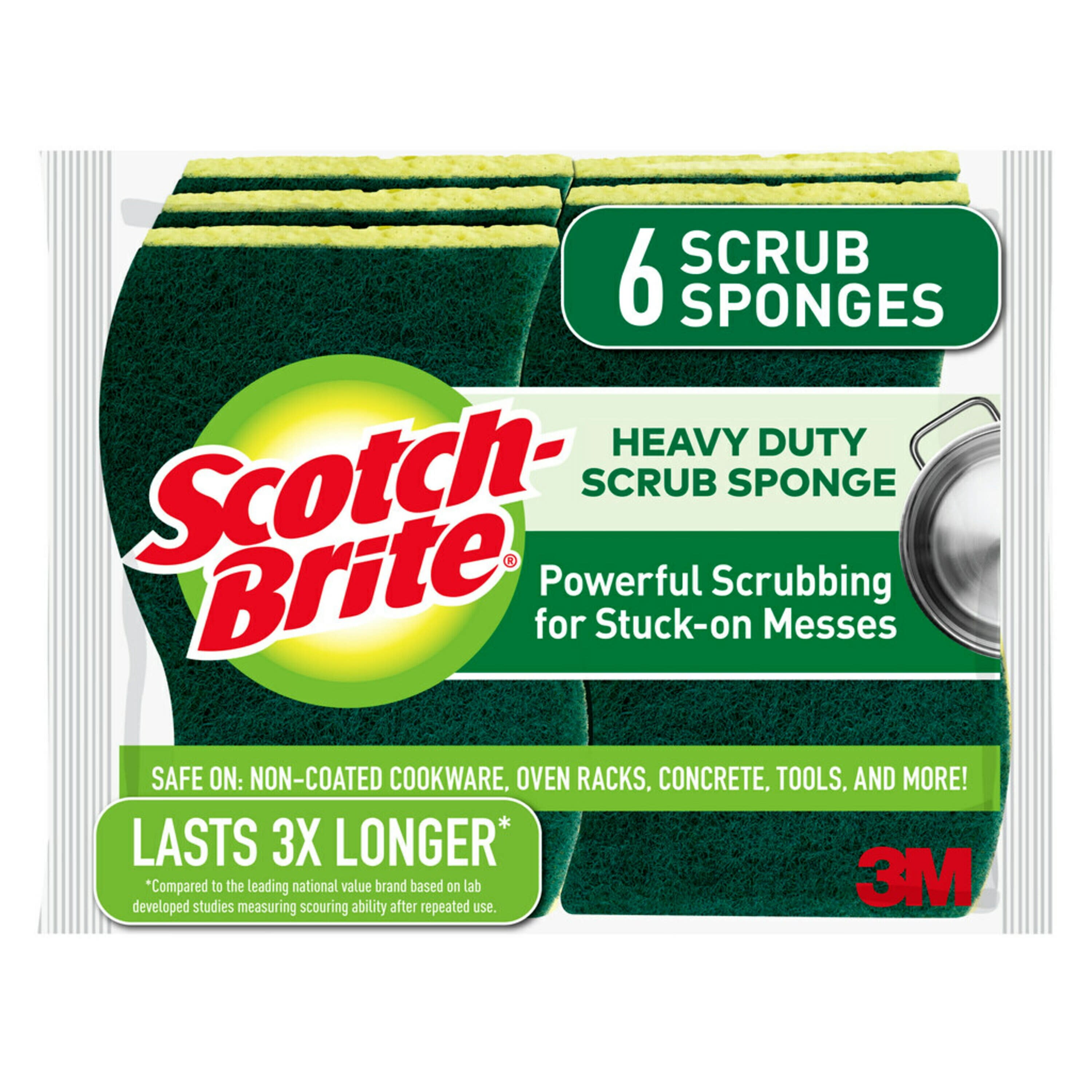 Scotch-Brite Heavy Duty Scrub Sponges, 6 Scrubbing Sponges