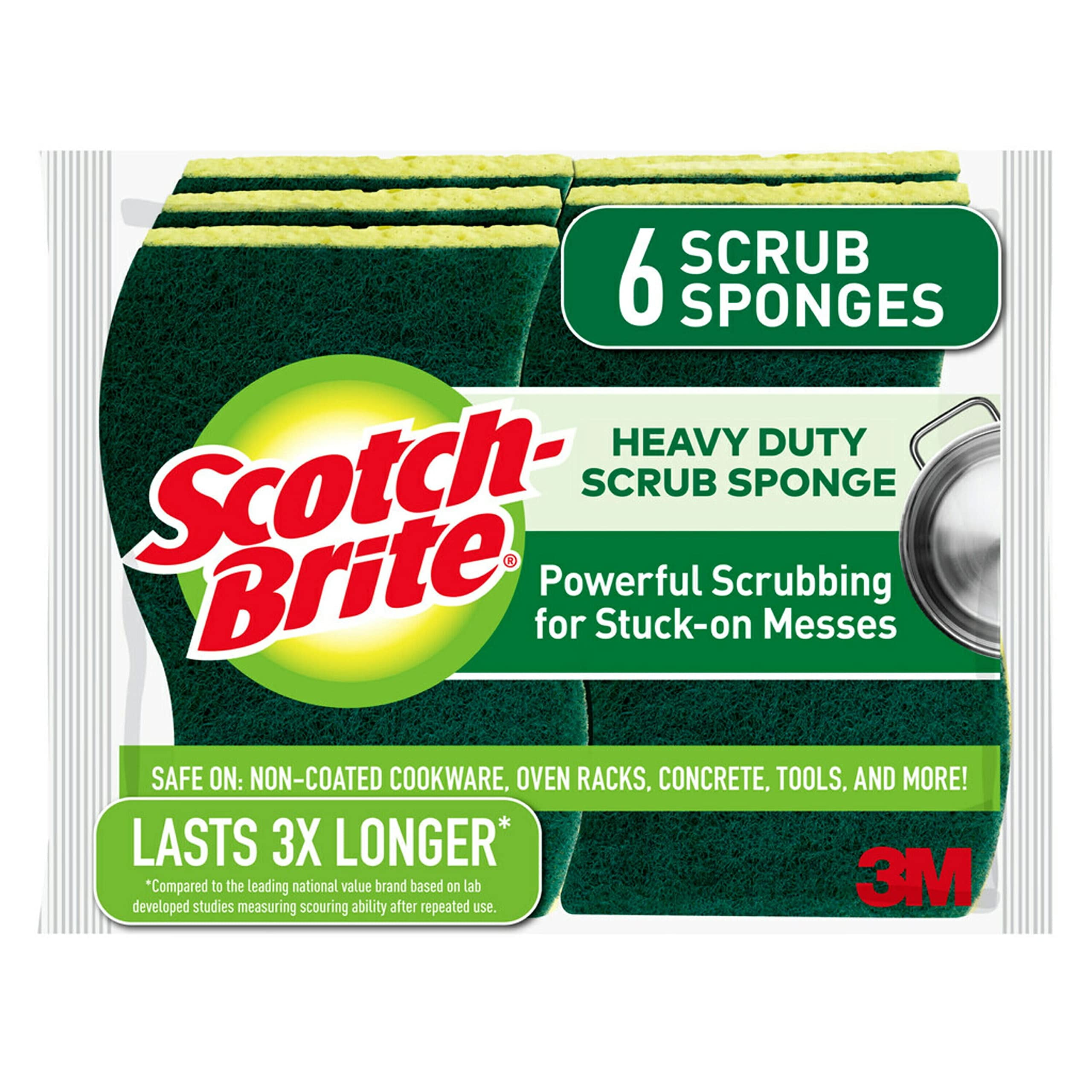 Heavy Duty Green and Yellow Scrub Sponge Pack