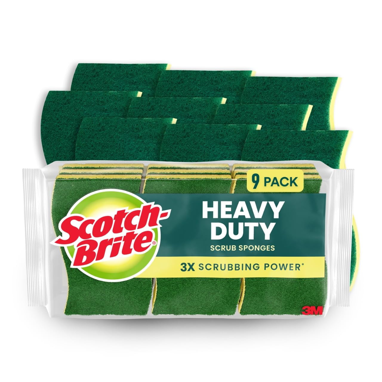 Scotch-Brite Heavy Duty Scrub Sponge, 9-Sponges