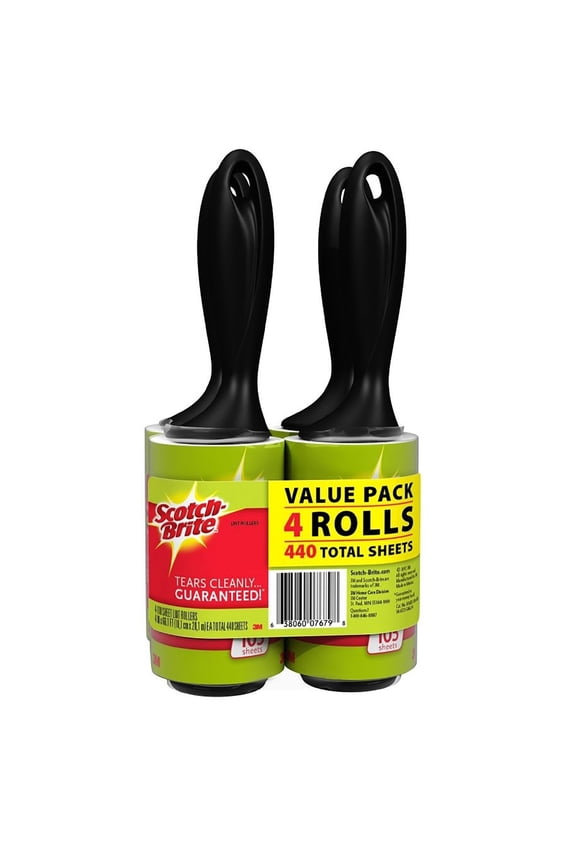 -Brite Lint Roller 4-Pack (105 Sheets/Roller)