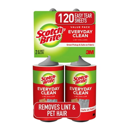 Scotch-Brite Lint Roller, 60 Sheets per Roller, 2 Rollers
