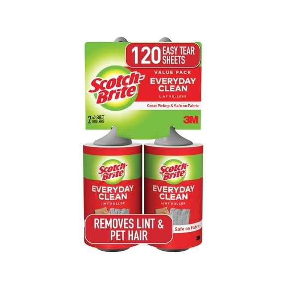 Scotch-Brite Lint Roller, 60 Sheets per Roller, 2 Rollers