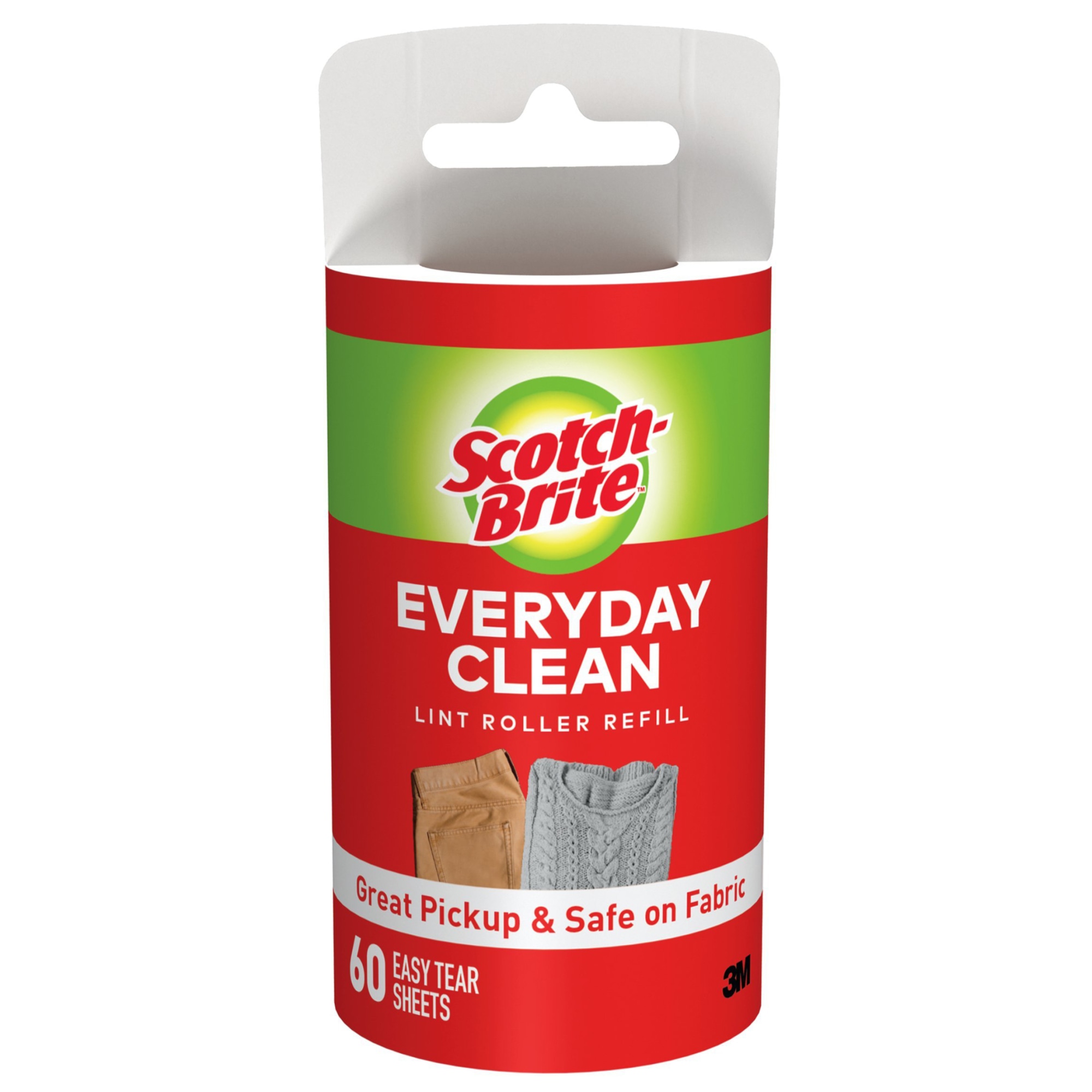 ScotchBrite™ Lint Roller Refill Roll, White, Perforated, 56 Sheets