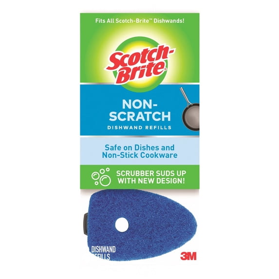 Scotch-Brite Non-Scratch Dishwand Refills, Safe on Dishes and Non-Stick Cookware, Pack of 14 Refills