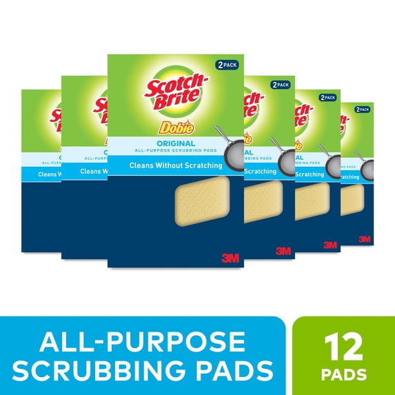 Scotch-Brite Non-Scratch Dobie All Purpose Cleaning Pad, 12 Pads Total