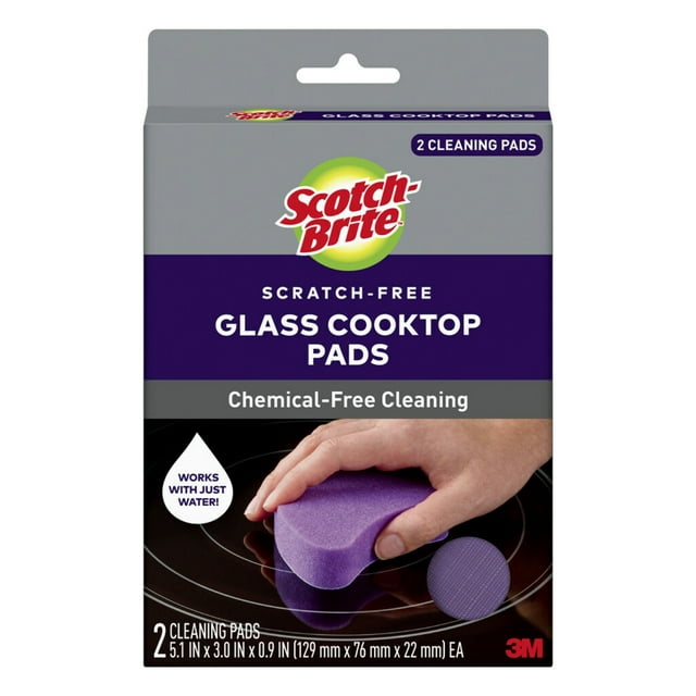 ScotchBrite NonScratch Glass Cooktop Cleaning Pad, 2 Pads