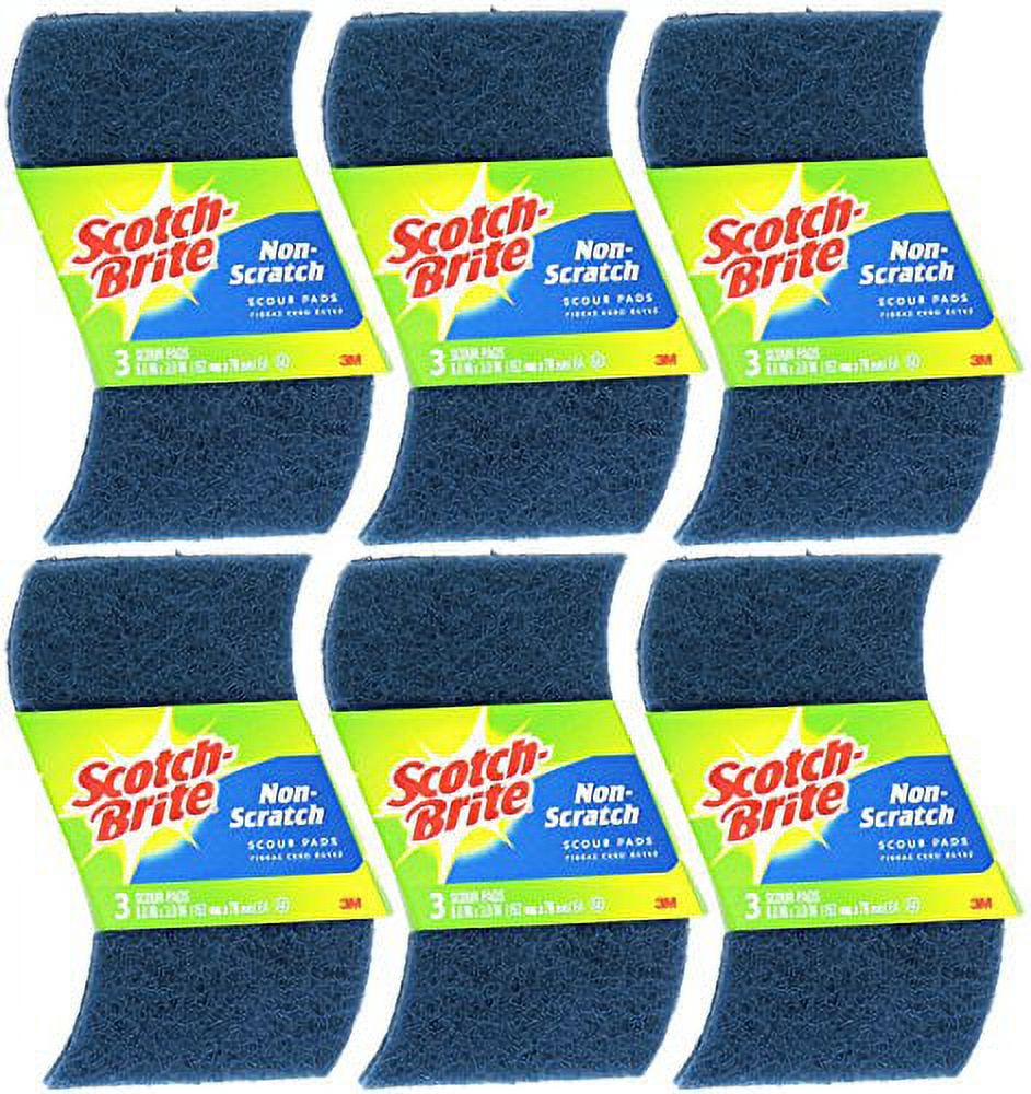ScotchBrite NonScratch Scour Pad, 3Count (Pack of 6) Total 18 Pads