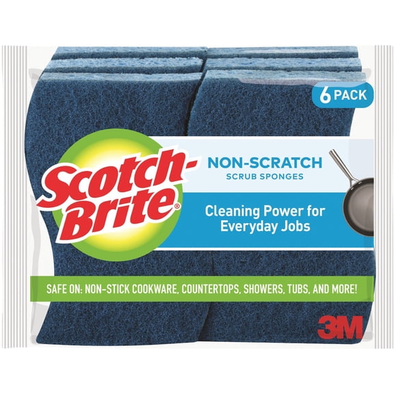 Scotch-Brite Non-Scratch Scrub Sponge, Cleaning Power for Everyday Jobs, 6 Scrub Sponges
