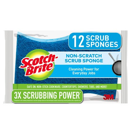 Scotch-Brite Non-Scratch Scrub Sponges, For Washing Dishes And Kitchen Use, 12 Scrub Sponges