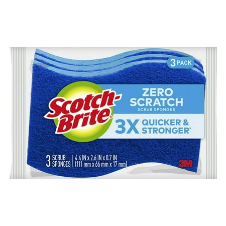 Scotch-Brite Non-Scratch, Zero Scratch Scrub Sponge, 3 Sponges Total