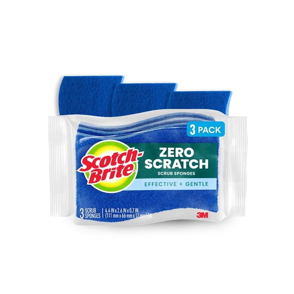 Scotch-Brite Non-Scratch, Zero Scratch Scrub Sponge, 3 Sponges