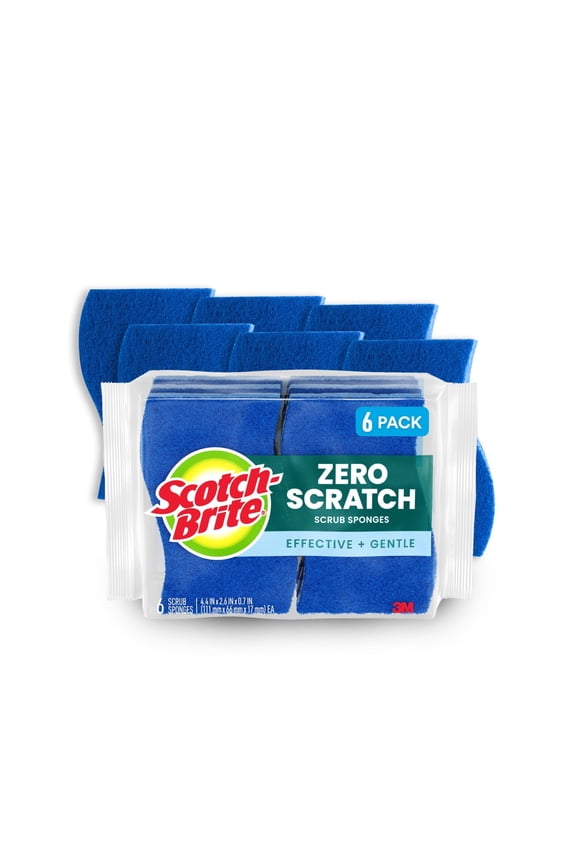 Zero Scratch, Non-Scratch, Cleaning Scrub Sponges, 6 Dish Sponges