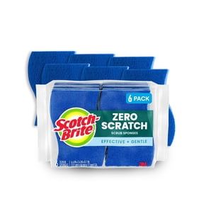 Scotch-Brite Zero Scratch, Non-Scratch, Cleaning Scrub Sponges, 6 Dish Sponges