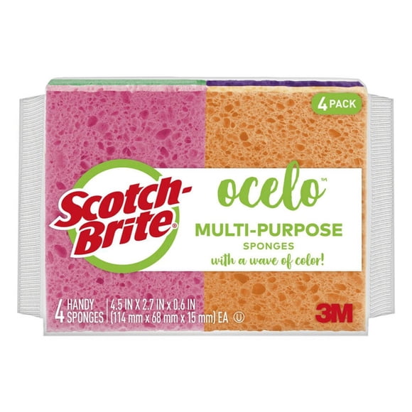 Scotch-Brite Ocelo Non-Scratch Scrub Sponges, Assorted Designs, 32 Sponges (4 Count Pack Of 8)