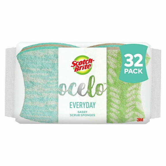 Scotch-Brite Ocelo Non-Scratch Scrub Sponges, Assorted Designs, 32 Sponges Packaging May Vary