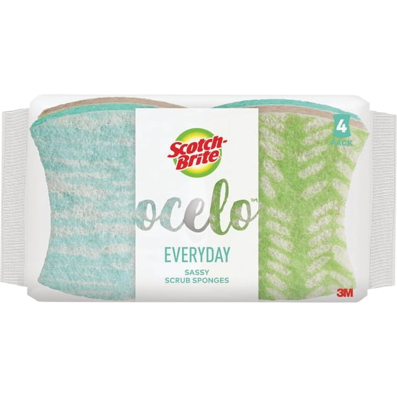 Scotch-Brite Ocelo Scrub Sponge Non-Scratch - Household Cleaning Pads - 4 Sponges Multicolor