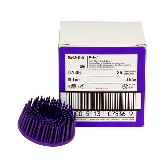 3M 07537 Scotch-Brite Body Man's Bristle Disc, 3" Diameter, 36 Grit, Very Coarse Grade, Ceramic, Pack of 3