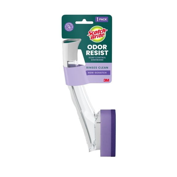 Scotch-Brite Odor Resist Non-Scratch Soap Control Dishwand, Rinses Clean, 1 Dishwand