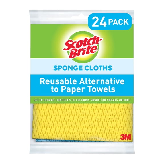 Scotch-Brite Sponge Cloth, Swedish Dish Cloths, Reusable Alternative To Paper Towels, 24 Sponge Cloths