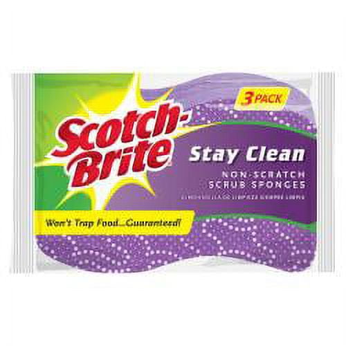 Scotch-Brite Stay Clean Scrub Sponge, 3 Count