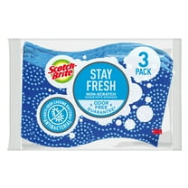 Scotch-Brite Stay Fresh Sponges, Zero Scratch, Odor Free Guarantee, Antibacterial, 3 Scrubbers