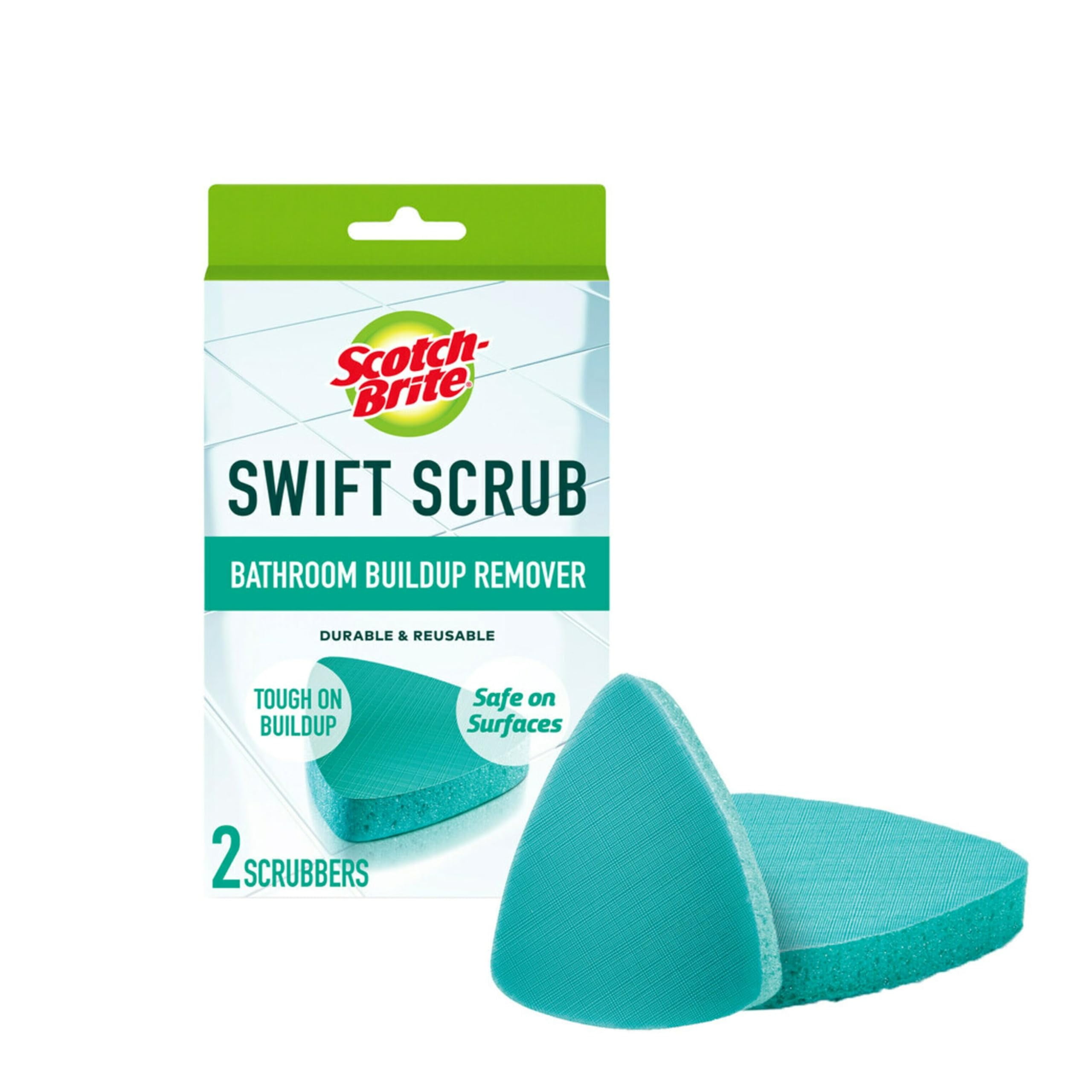 Scotch-Brite Swift Scrub, Bathroom Buildup, Glass Door, Shower And Bath Cleaner, Soap Scum Remover, 3X Faster Than An Eraser Pad, 2 Count