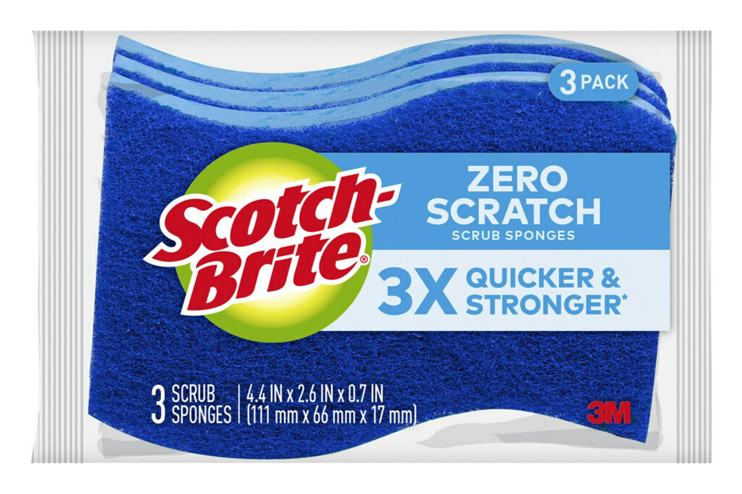 Wholesale 3 Pack Scotch Brite Scrub Sponge- 2 Assortments YELLOW/GREEN BLUE