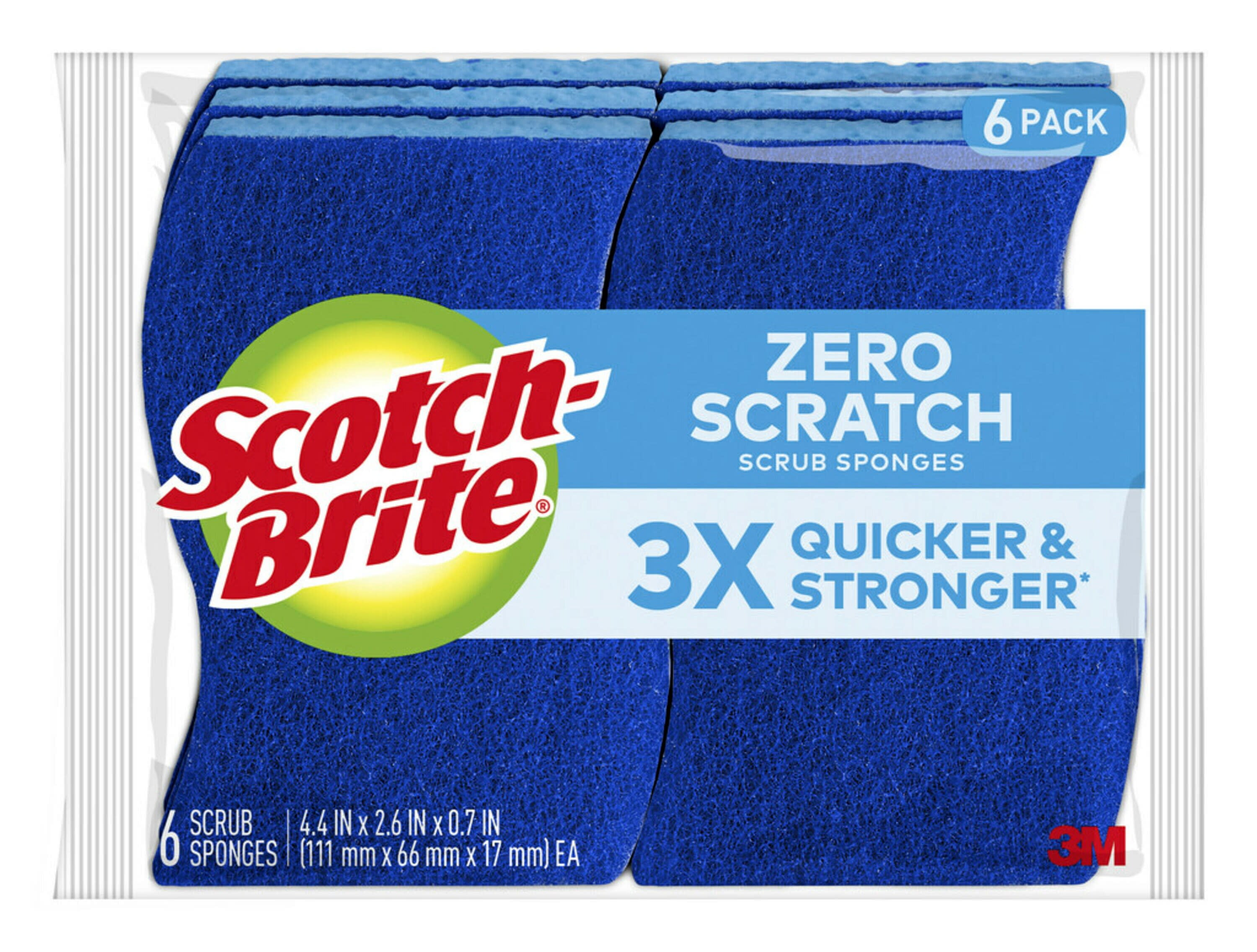 Scotch-Brite Zero Scratch Non-Scratch Scrub Sponges, 6 Scrubbing
