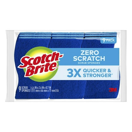 Scotch-Brite Non-Scratch, Zero Scratch Scrub Sponges, 9 Sponges